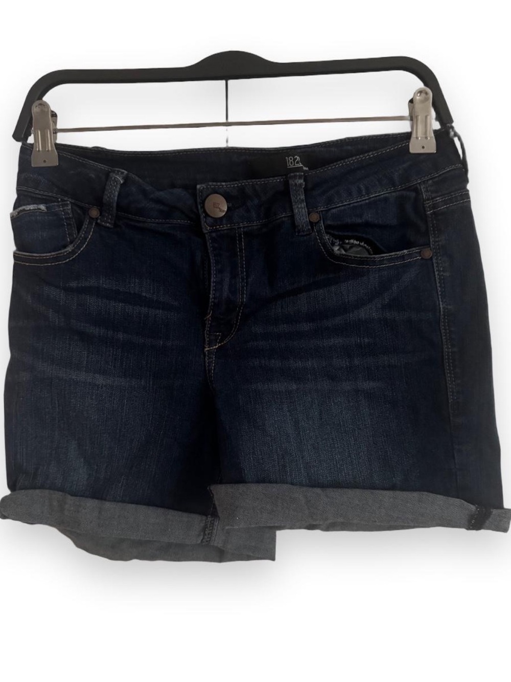 1822 Denim Dark Blue Rolled-Hem Women's Jean Shorts